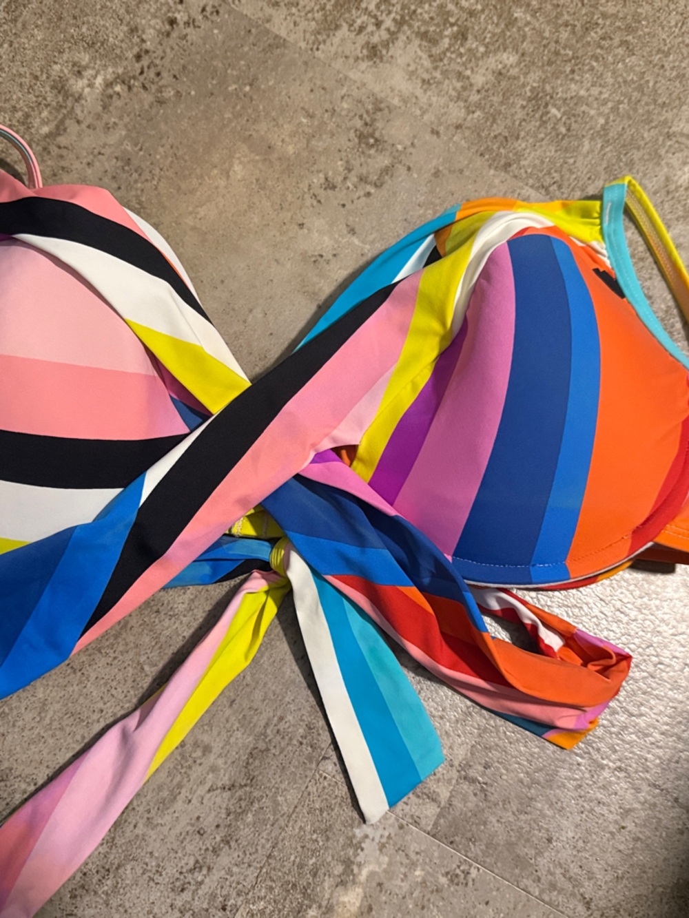 Vibrant Multicolor Striped Bikini Top